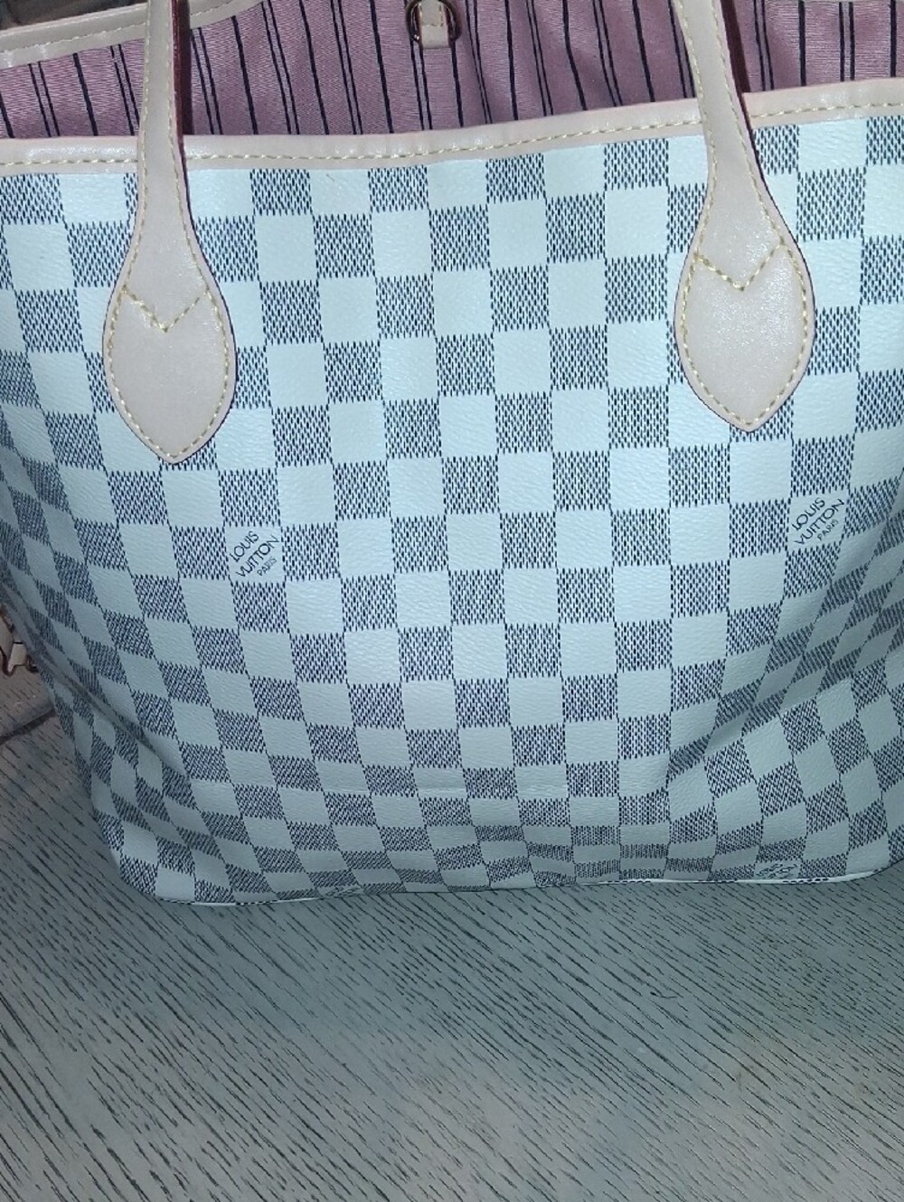 Source Unknown Cream Checkered Tote Bag Nwot. FIRM PRICE - Picture 5 of 16